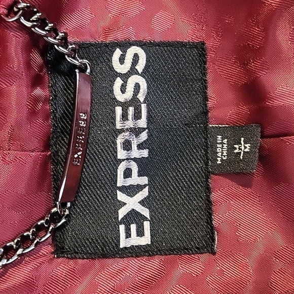 Express Vintage Structured Peplum Lined Zip Front Red Moto Jacket Size M - Picture 8 of 14